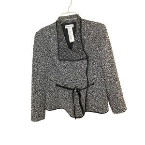 Gerard Darel Wool Jacket Womens Size 40 (M) Black White Belted Waist Modern
